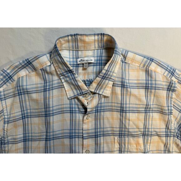 Peter Millar Light Blue Yellow Button Up Shirt Mens XXL‎ 100% Cotton - Picture 4 of 9
